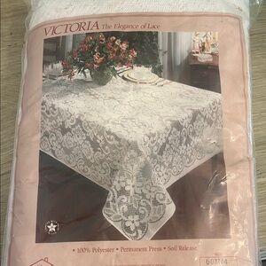 Vintage White Lace Tablecloth by Victoria. New in pkg
